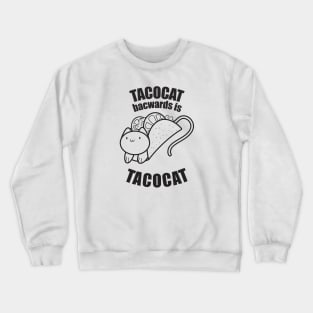 funny tacocat palindrome taco cat line art Crewneck Sweatshirt